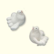 Sitzende weiße Tauben aus Zucker in dreidimensionaler Form :: Höhe: ~23 mm, ArtikelNr: 2015