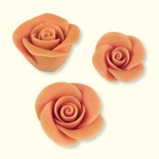 Lachsfarbene Rosen aus Marzipan :: Mittel - Durchmesser: ~ø 35 mm, ArtikelNr: 2158. Klein - Durchmesser: ~ø 24 mm, ArtikelNr: 2178